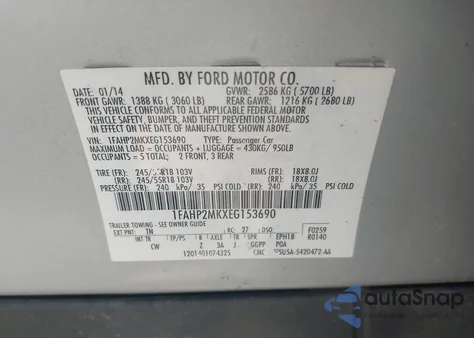 2014 Ford Police Interceptor from USA, damaged, VIN 1FAHP2MKXEG153690